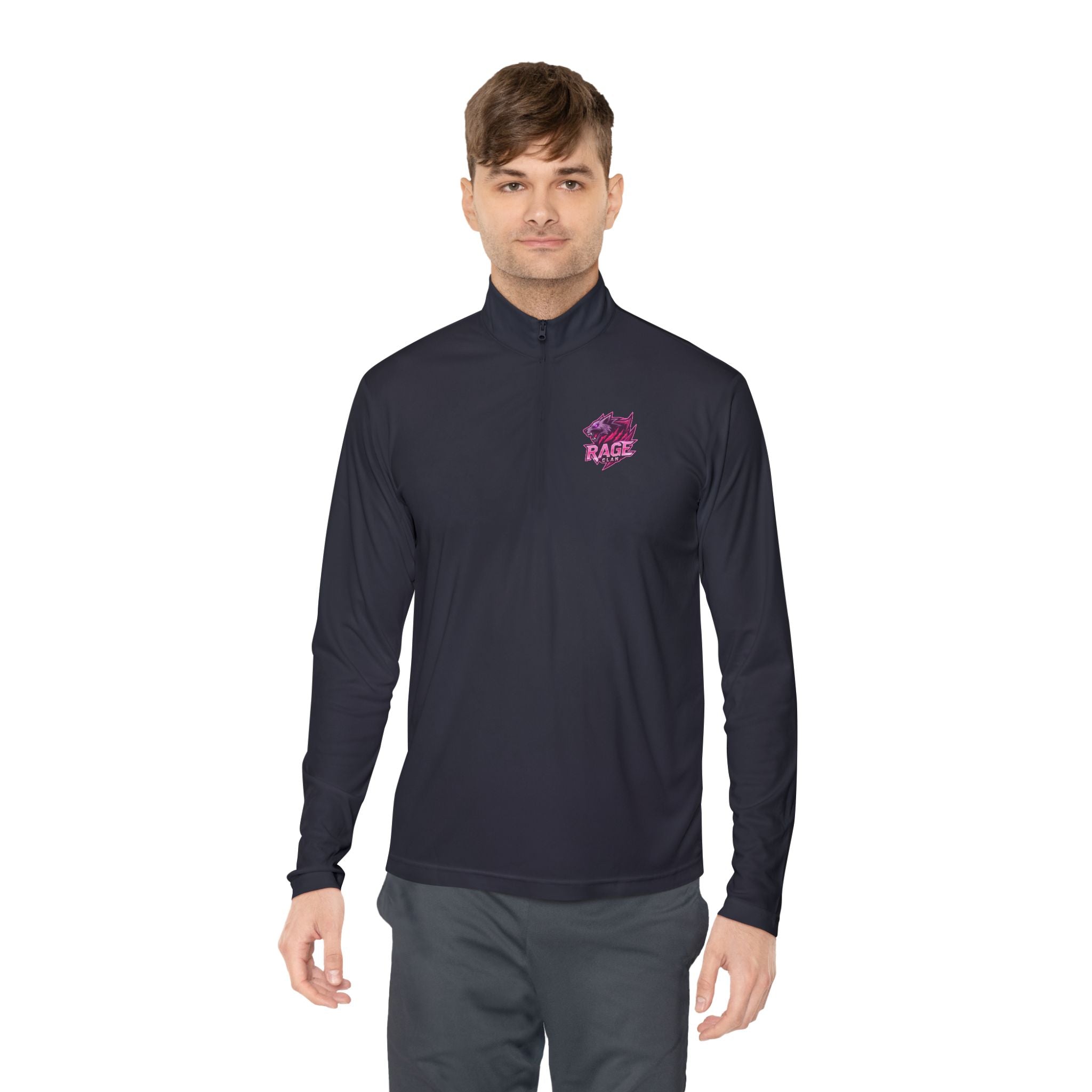 Rage Clan Pink Logo Quater-Zip Pullover