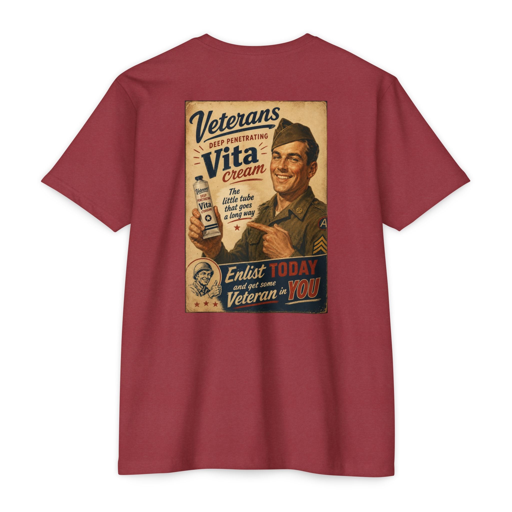 Vintage Military Poster T-Shirt — "Veterans Vita Cream"