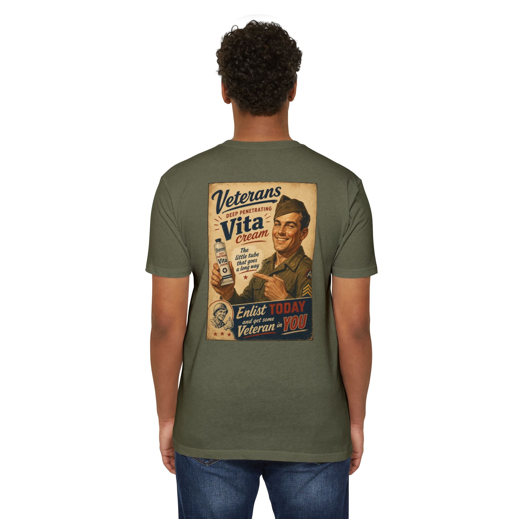 Vintage Military Poster T-Shirt — "Veterans Vita Cream"