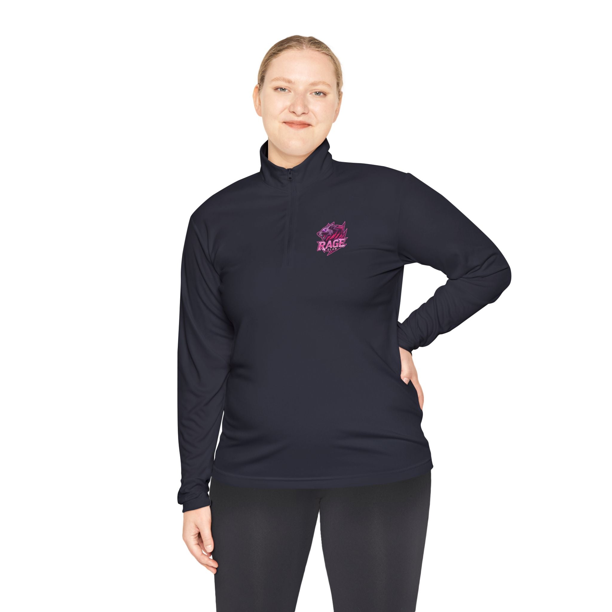 Rage Clan Pink Logo Quater-Zip Pullover