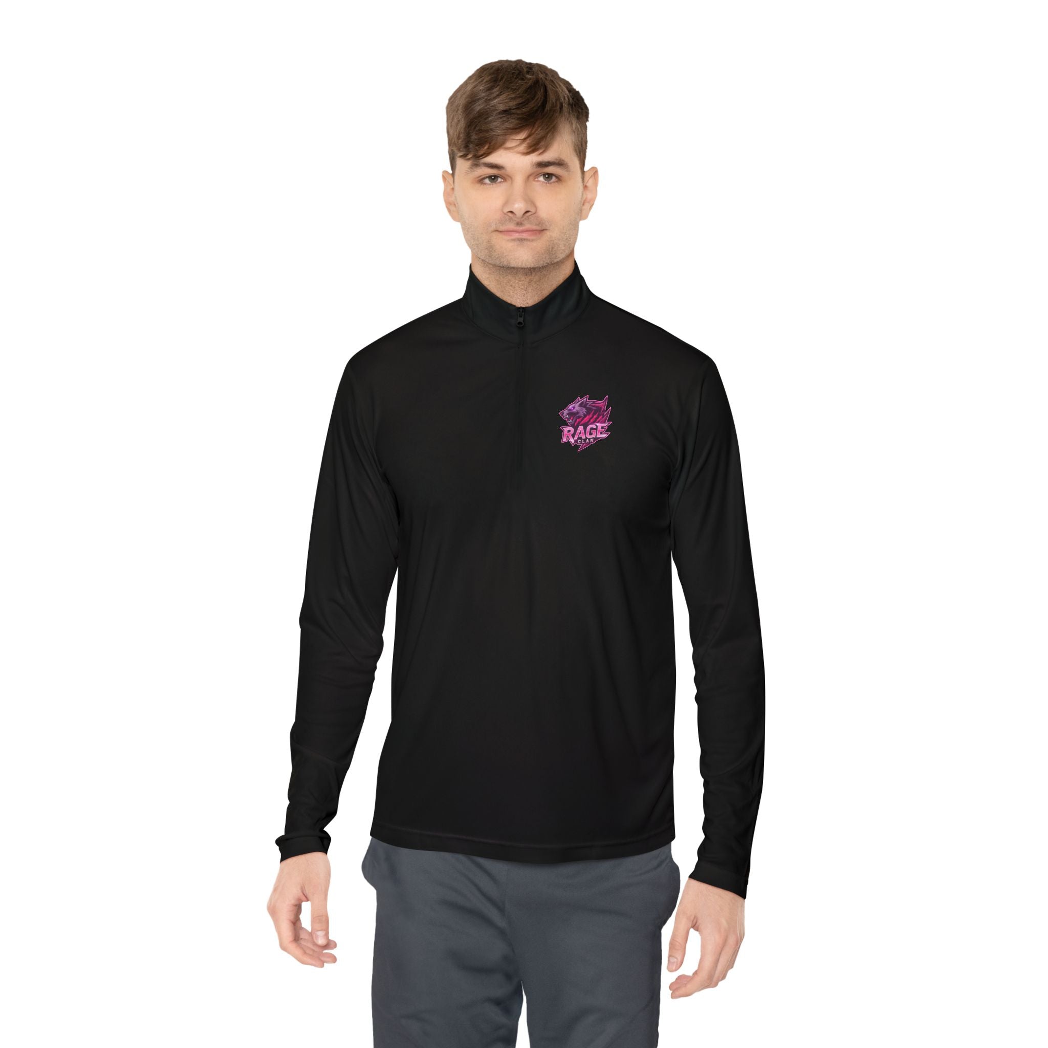 Rage Clan Pink Logo Quater-Zip Pullover