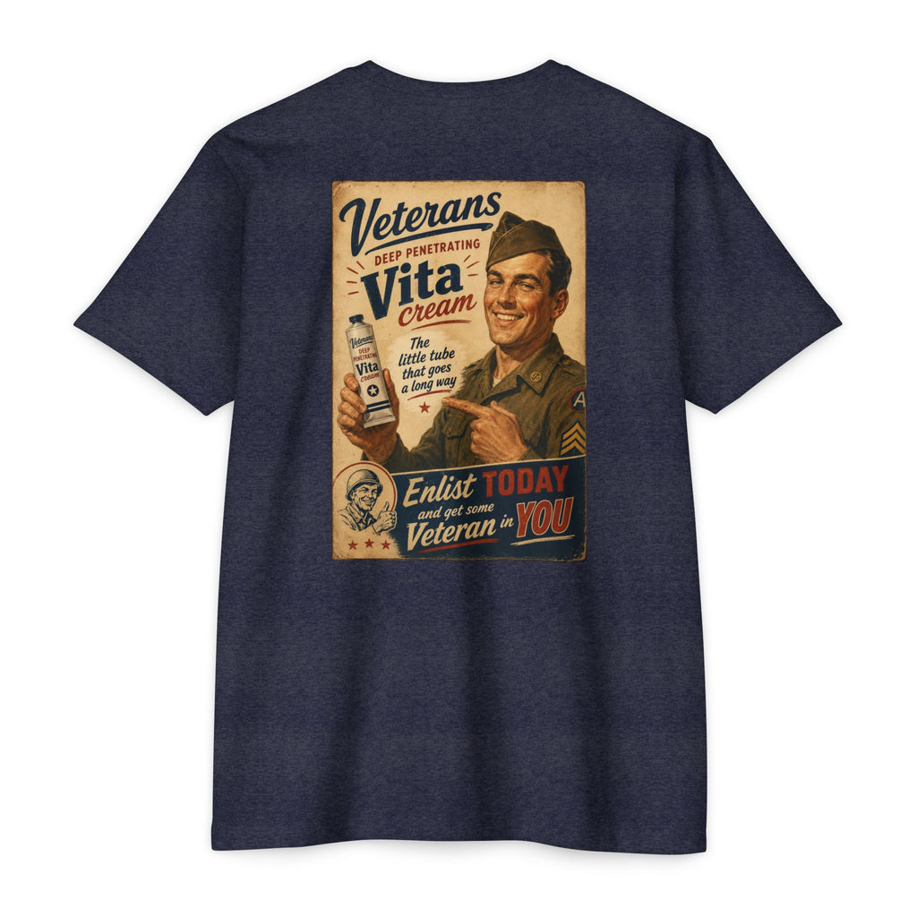 Vintage Military Poster T-Shirt — "Veterans Vita Cream"