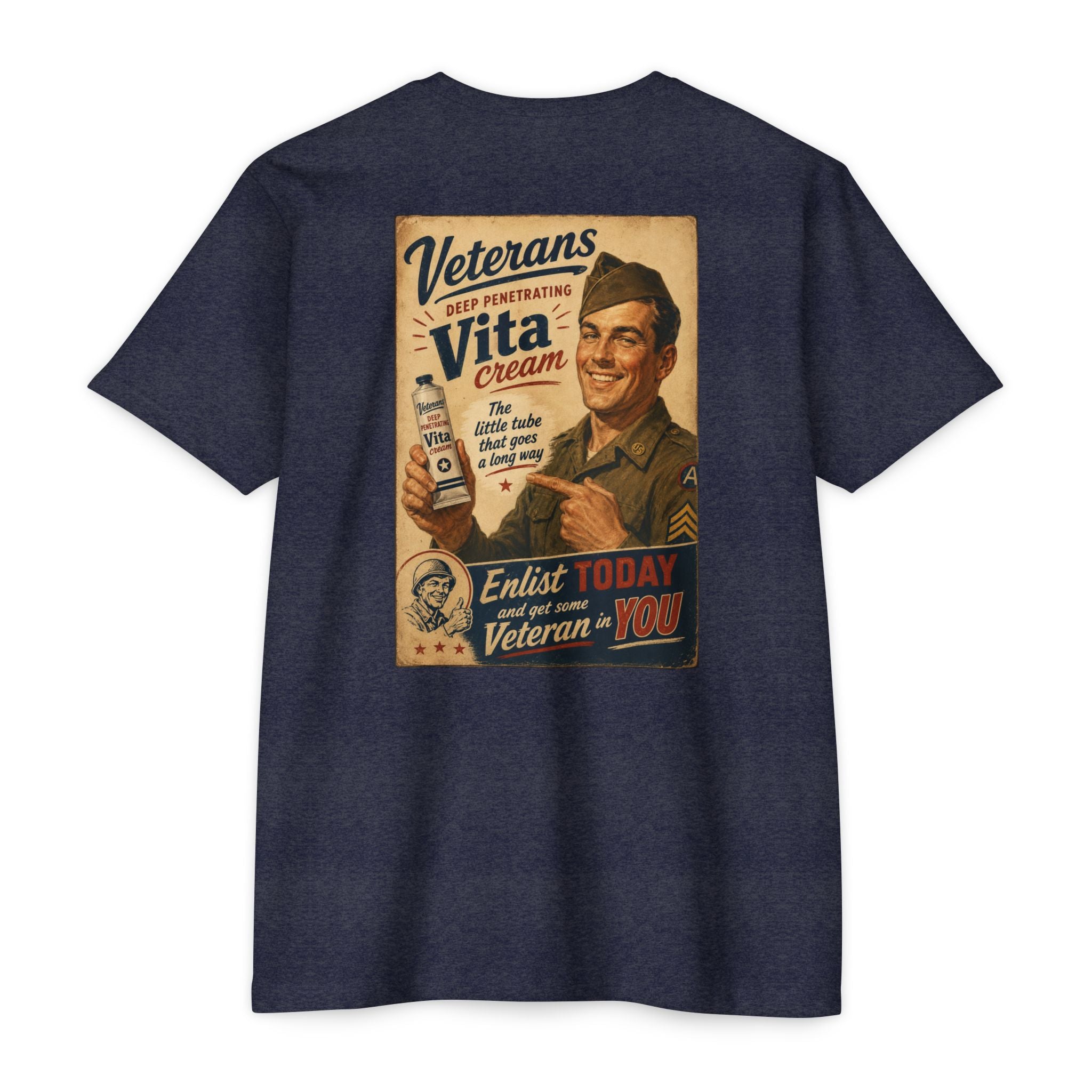 Vintage Military Poster T-Shirt — "Veterans Vita Cream"