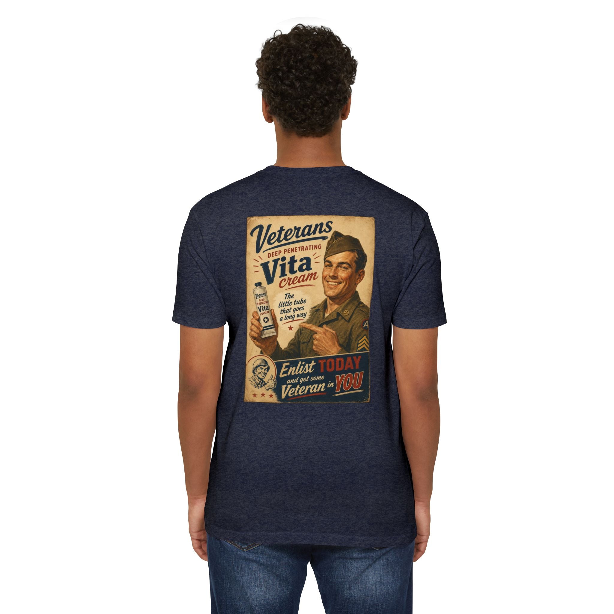 Vintage Military Poster T-Shirt — "Veterans Vita Cream"