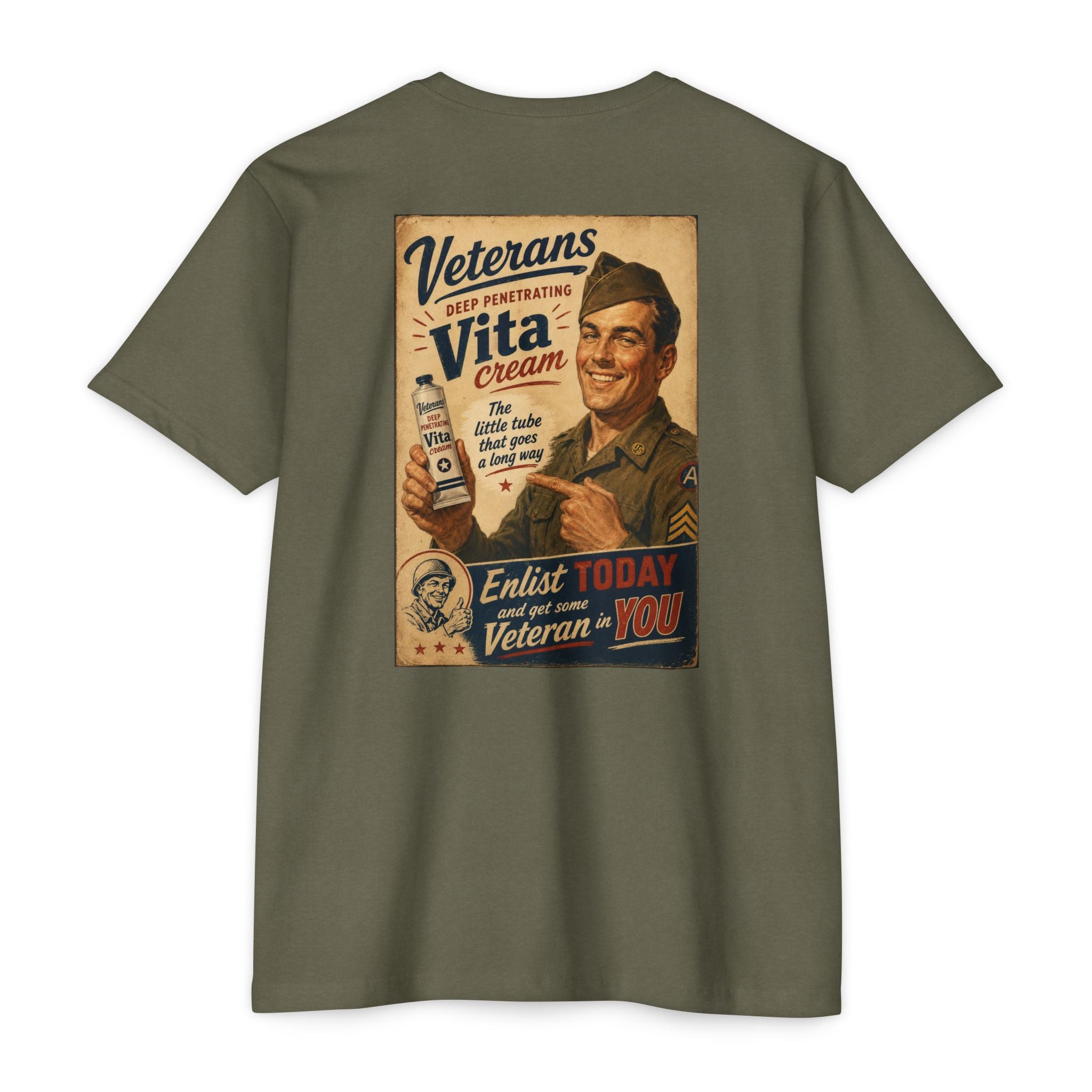 Vintage Military Poster T-Shirt — "Veterans Vita Cream"