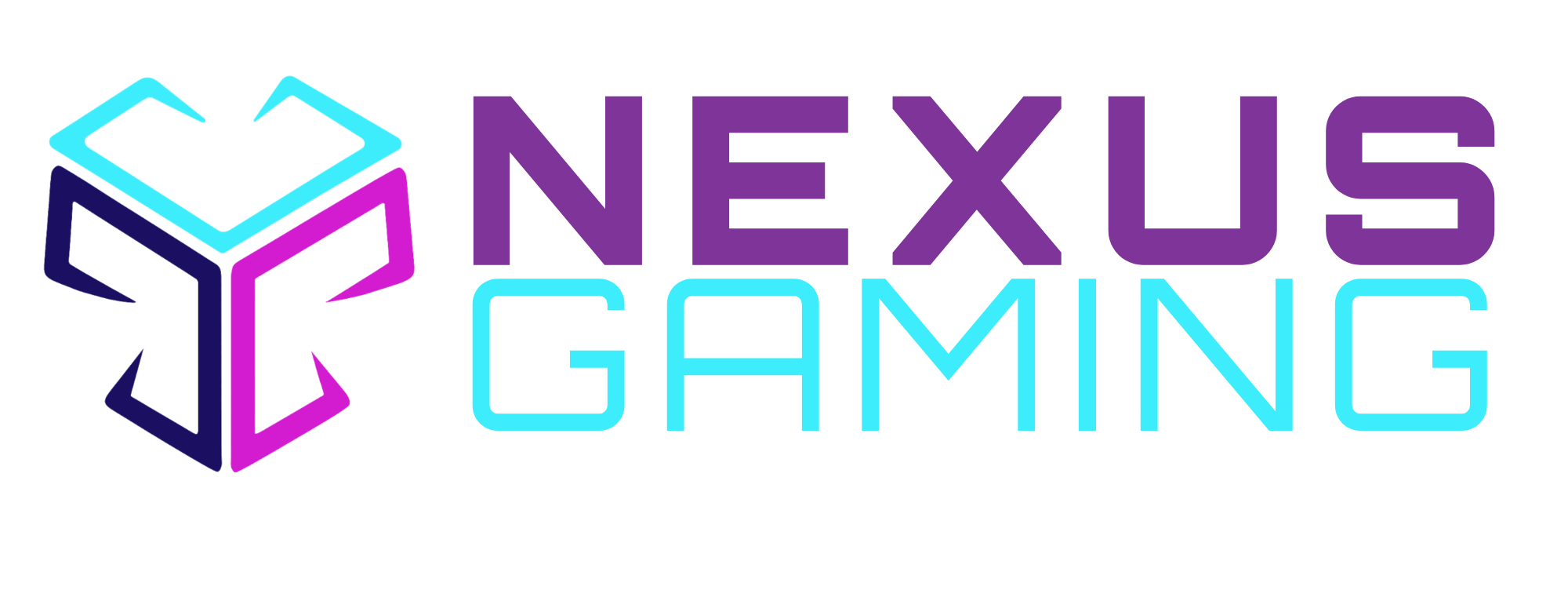 Nexus Gaming logo with a stylized cube and colorful text on a white background